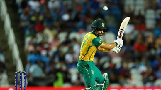 South Africa vs Afghanistan Highlights, T20 World Cup 2024, Semi Final 1: SA vs AFG: Reeza Hendricks in action.