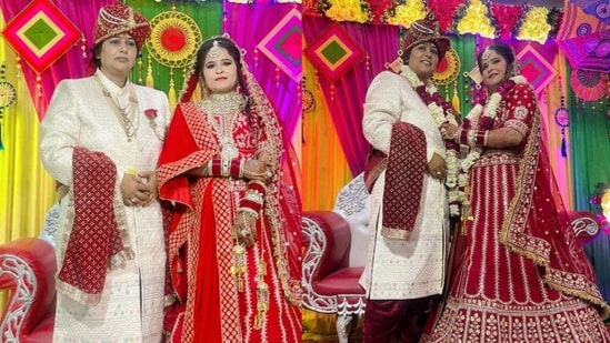 Gurgaon: Same-sex couple Anju Sharma (left) and Kavita Tappu (right) on their wedding day. (Instagram/@kavitatappu)