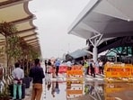 Delhi airport roof collapse: Besides the roof sheet, the support beams collapsed, damaging the cars parked in the pick-up and drop area of the terminal. A search operation was conducted to make sure no one was trapped inside the damaged vehicles, officials said. The injured were taken to Medanta Hospital in Gurugram. (PTI)