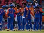 Team India players celebrate a wicket during T20 World Cup semi-final against England