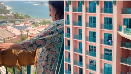 Pallavi Venkatesh shared a video of her mother drying clothes on the balcony of a 5-star Dubai hotel.(Instagram/@iam.pallavivenkatesh)