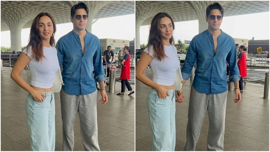 Kiara Advani and Sidharth Malhotra spark buzz with their chic airport style.(HT Photo/VarinderChawla)