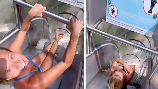 Champion diver went down an extreme water slide after ignoring the 'no female' sign(Instagram/ @rhiannan_iffland)