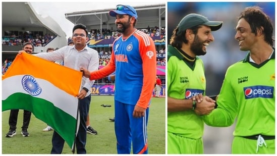 Shahid Afridi and Shoaib Akhtar saluted Rohit Sharma after India were crowned champions (Getty Images-PTI)