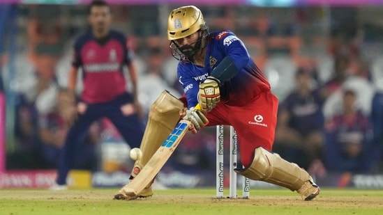 Dinesh Karthik played a pivotal role in RCB's journey to the playoffs in IPL 2024.(AP)