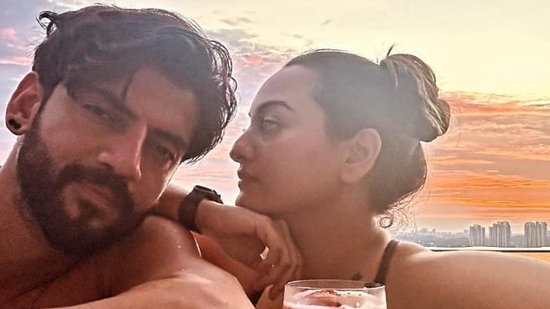 Sonakshi Sinha and Zaheer Iqbal soak up a beautiful sunset during their honeymoon.