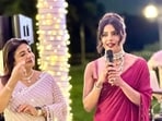 In one picture from inside the event, Priyanka was seen addressing the family and friends, speaking with a microphone in hand. Her mother, Madhu Chopra, was seen standing beside.