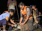 Almost 24 crocodiles have been rescued from a residential localities after flood water receded in Vadodara.(PTI)