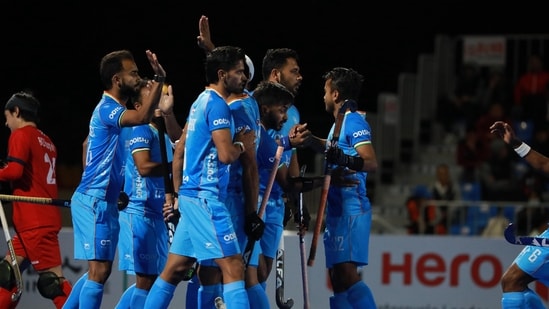 Harmanpreet Singh scored a brace whjile Uttam Singh and Jarmanpreet Singh scored once as India beat South Korea 4-1 in the semi-finals of the Asian Champions Trophy. India will now face China in the final as they look to defend their title.&nbsp;(Hockey India )