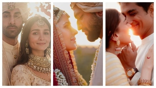 Aditi Rao Hydari and Siddharth had their beautiful wedding at a temple in Telangana — the sun was seen serenely behind them as they said they made a long-lasting commitment to each other. Many celebrity couples before them, too, planned to marry as the sun rose or set behind them. (All pics: Instagram)