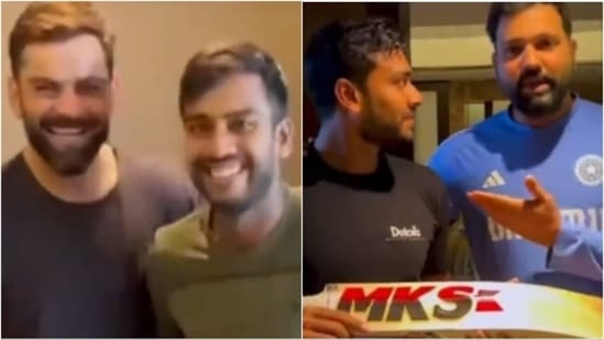 Mehidy Hasan gifts his bats to Virat Kohli and Rohit Sharma