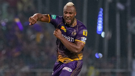 Andre Russell playing for Kolkata Knight Riders in IPL 2024