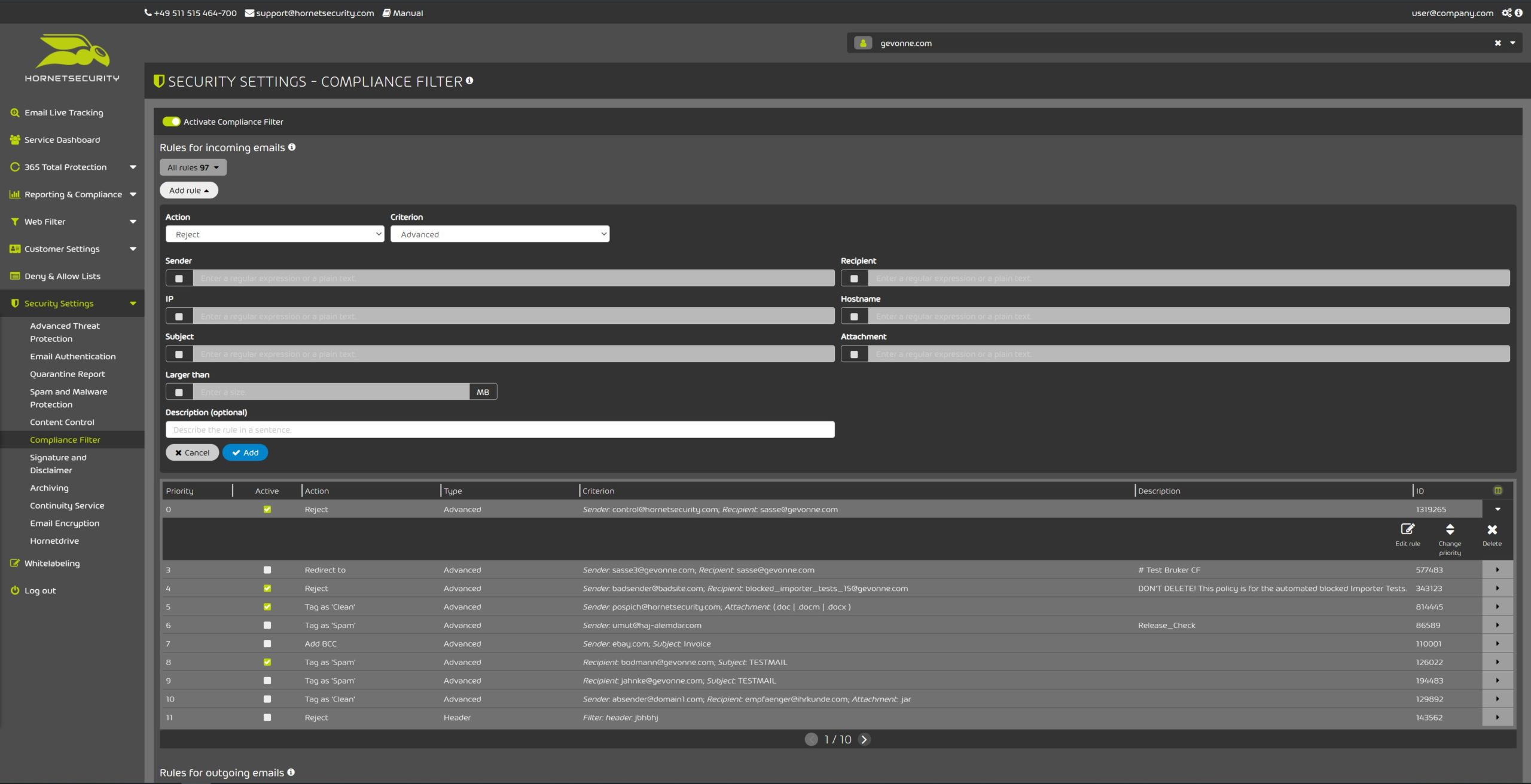 365 Total Protection - Compliance Filter