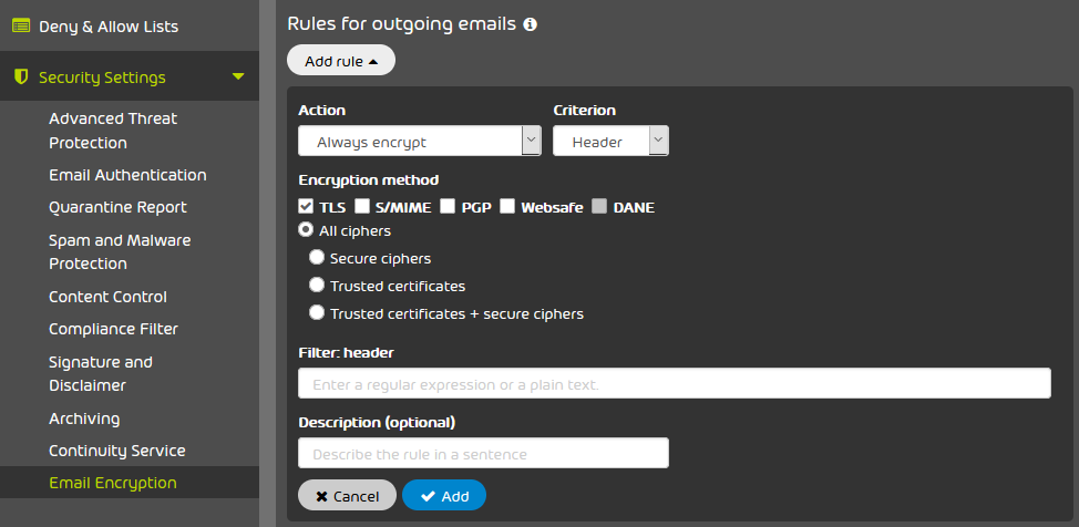 365 Total Protection - Secure Cipher Policy Control