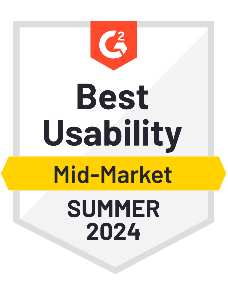 G2-Abzeichen: Best Usability, Mid-Market, Sommer 2023