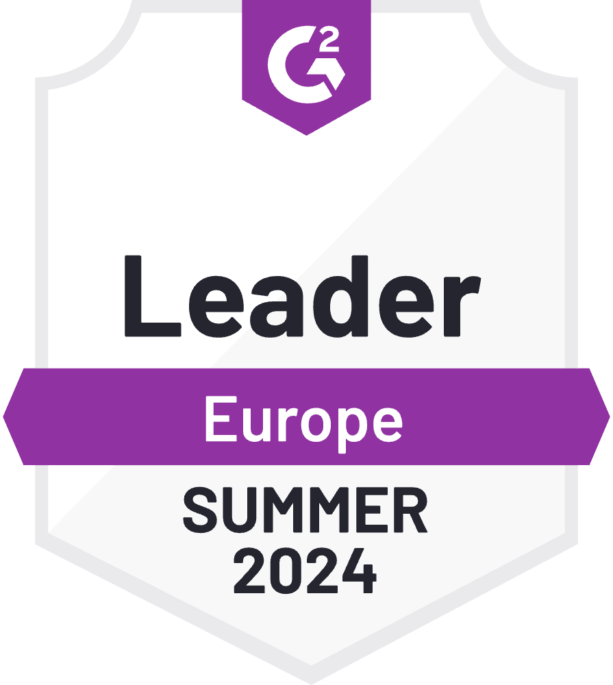 G2 Badge: Leader, Europe, Summer 2023
