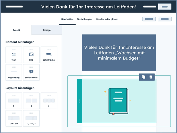 Vereinfachte HubSpot-Benutzeroberfläche zeigt einen Kontaktbericht in einem HubSpot-Dashboard