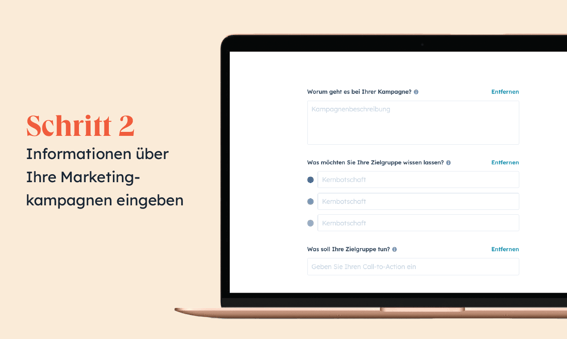 Kampagnenassistent: Informationen zu Ihrer Marketingkampagne angeben