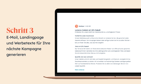 Kampagnenassistent: Texte für Landingpages, E-Mails oder Anzeigen erstellen