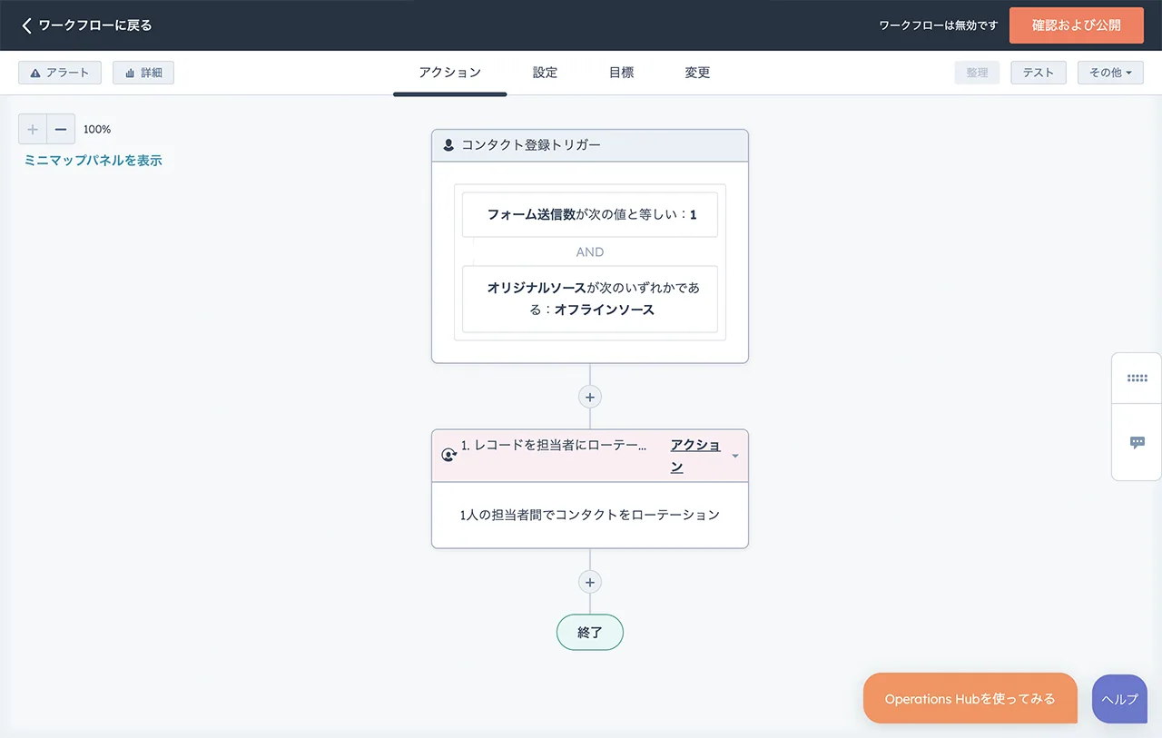 HubSpotのリード管理ツールのリードナーチャリング画面