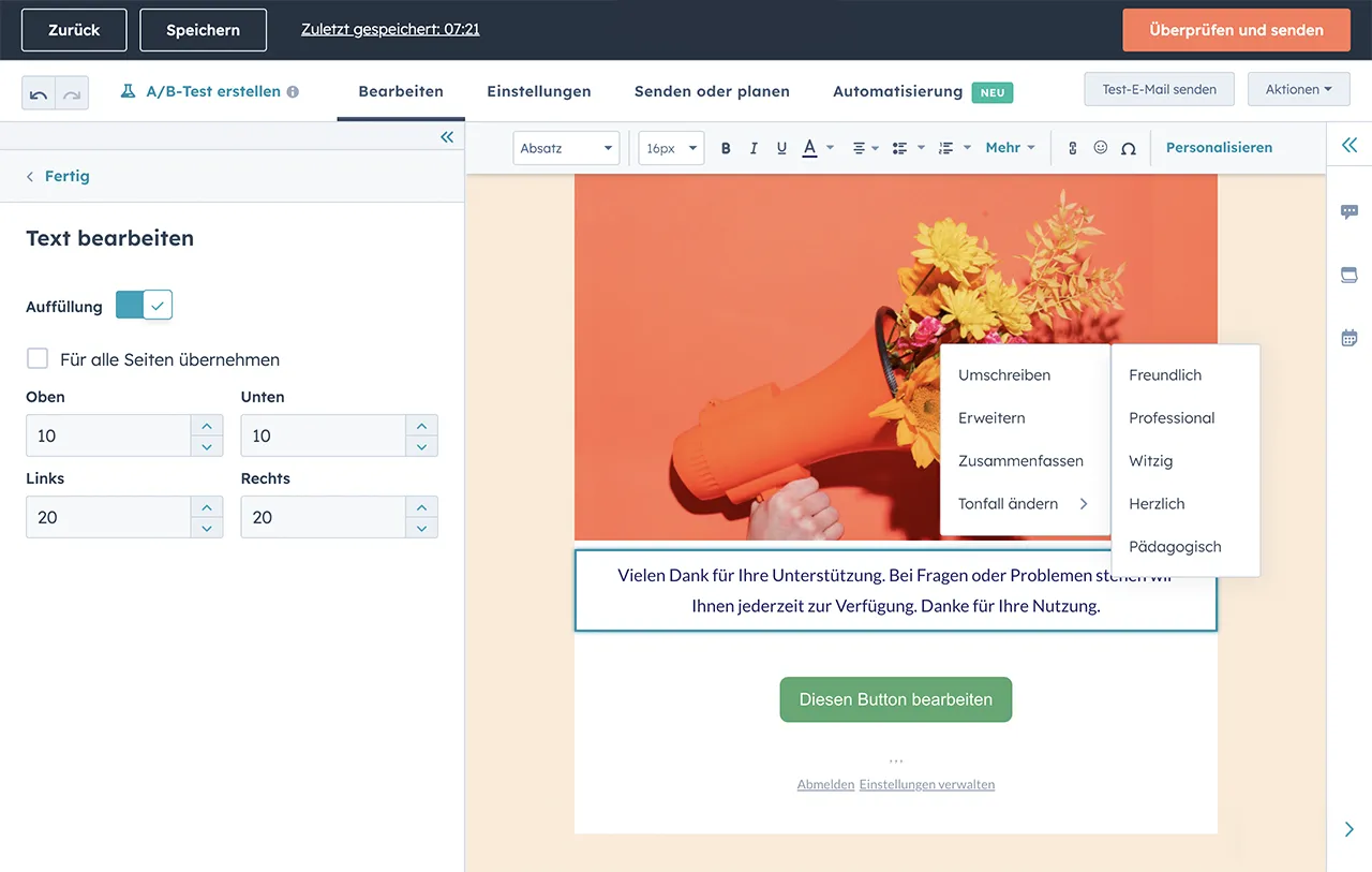 E-Mails personalisieren mit dem KI-E-Mail-Generator von HubSpot