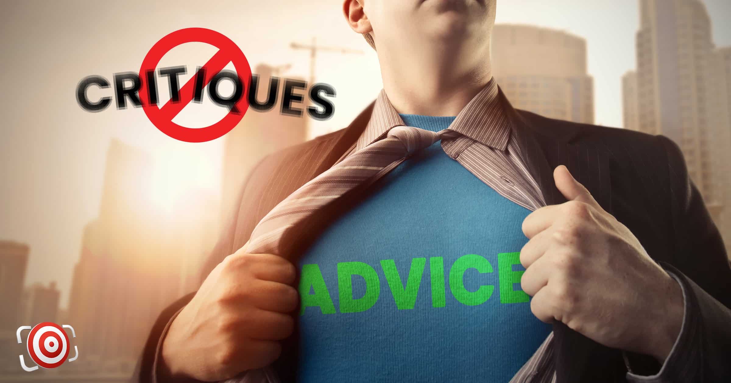 A man in a suit with the words photography critiques on his chest.