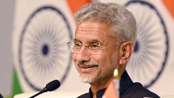  External Affairs Minister S. Jaishankar address the press conference during the G20 Summit at International Media Centre (IMC), in New Delhi, India, on Saturday, September 9, 2023.  (Photo by Sanjeev Verma/ Hindustan Times)