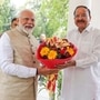 Prime Minister Narendra Modi with former vice president M. Venkaiah Naidu during a meeting in New Delhi on 25 June. (PTI)