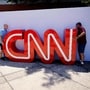 A CNN logo outside of their studios inside the Turner Entertainment Networks. CNN’s prime-time viewership has sunk in recent quarters to levels not seen for about a decade. (Getty Images via AFP)