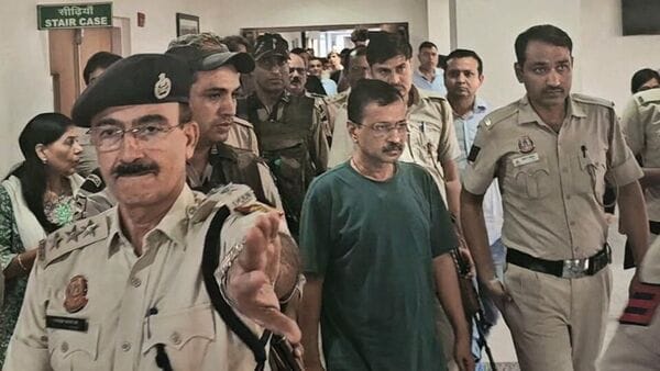 Delhi Chief Minister Arvind Kejriwal being produced in a Delhi court.