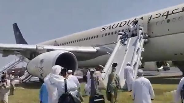 Saudia Airlines fire: Passengers disembarked the aircraft using the emergency slide.