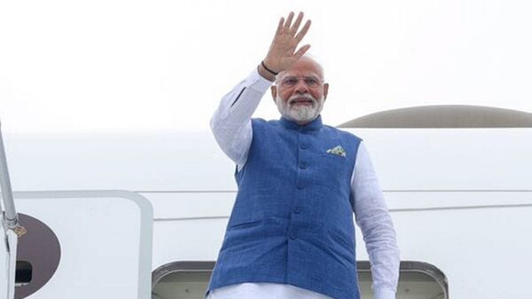 Prime Minister Narendra Modi emplanes for Rzeszow (Poland), in Warsaw, Poland, Thursday, Aug. 22, 2024. (PTI Photo)