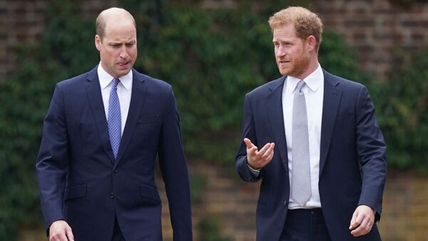 FILE - Britain's Prince William and Prince Harry