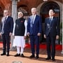 Prime Minister Narendra Modi with US President Joe Biden, Australian Prime Minister Anthony Albanese and Japanese Prime Minister Fumio Kishida ahead of the September Quad Leaders' Summit at Wilmington in Delaware, US.  (HT_PRINT)