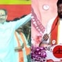 Uddhav Thackeray and Eknath Shinde addressing Dussehra rallies in Mumbai.