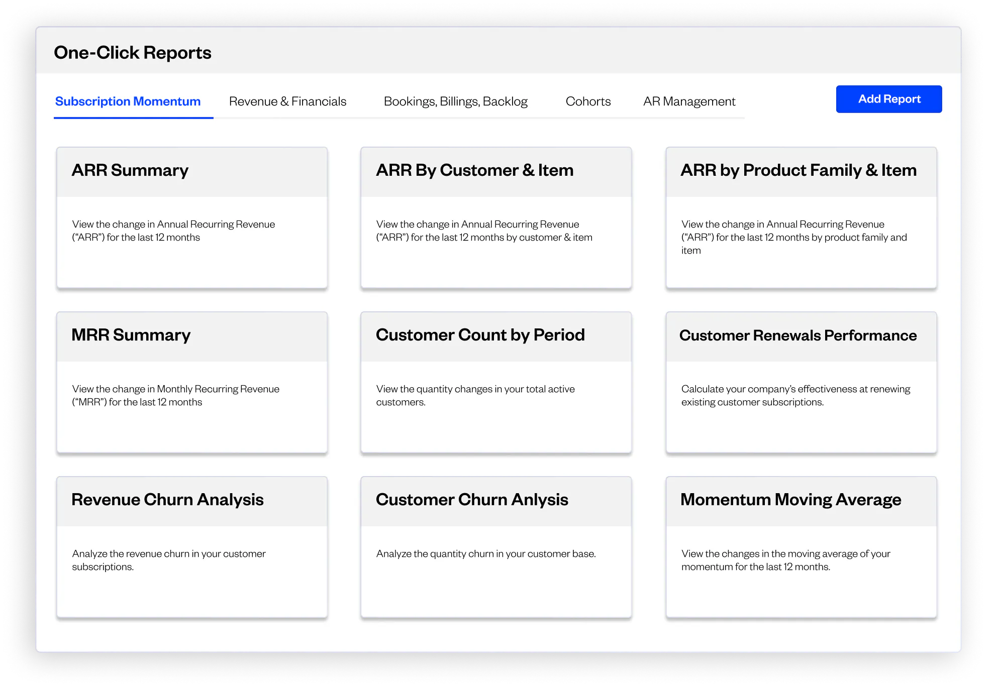 One click reports for SaaS