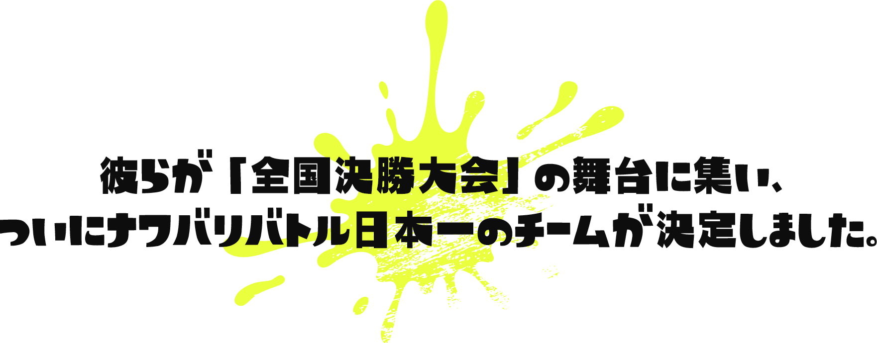 彼らが「全国決勝大会」の舞台に集い、 ついにナワバリバトル日本一のチームが決定しました。