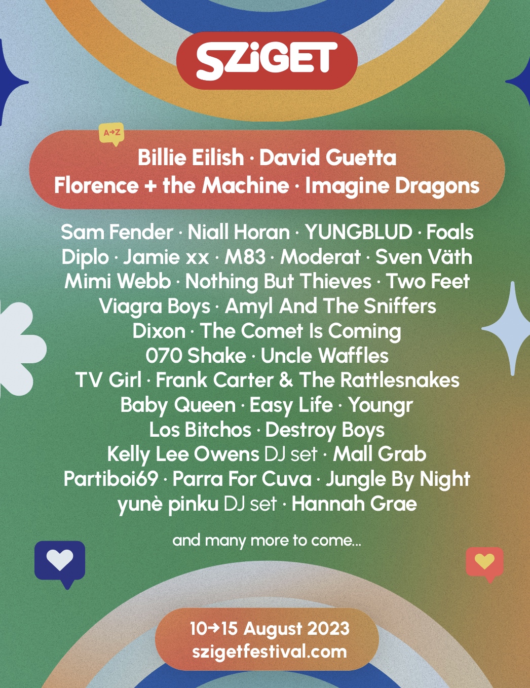 Sziget Festival 2023 line-up poster 