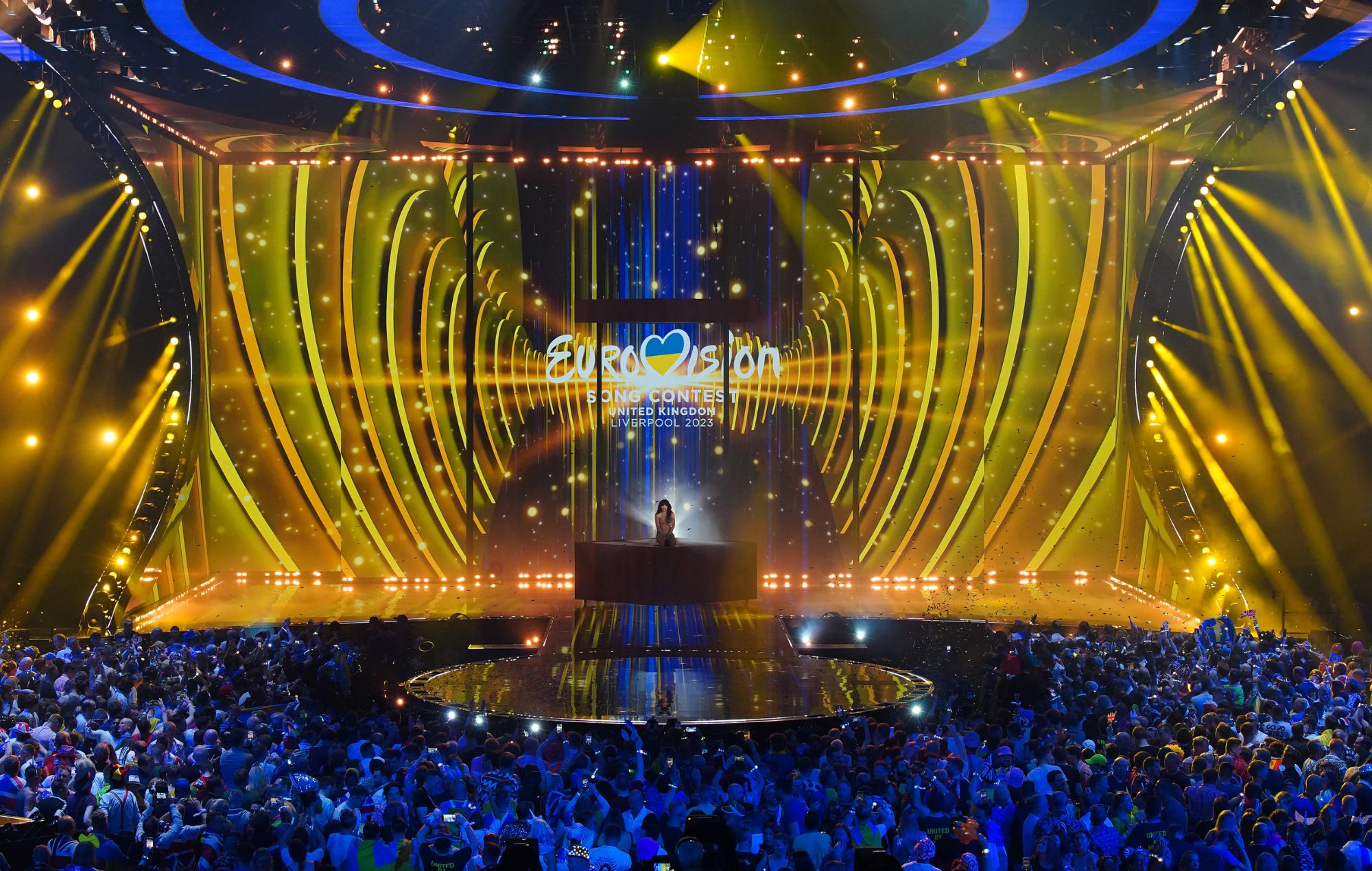 Sweden entrant Loreen singing the wining song during the Eurovision Song Contest at the M&S Bank Arena in Liverpool.