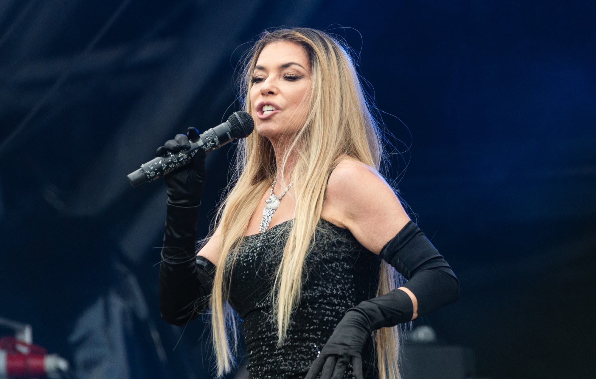 Shania Twain performs during day four of Glastonbury Festival 2024 