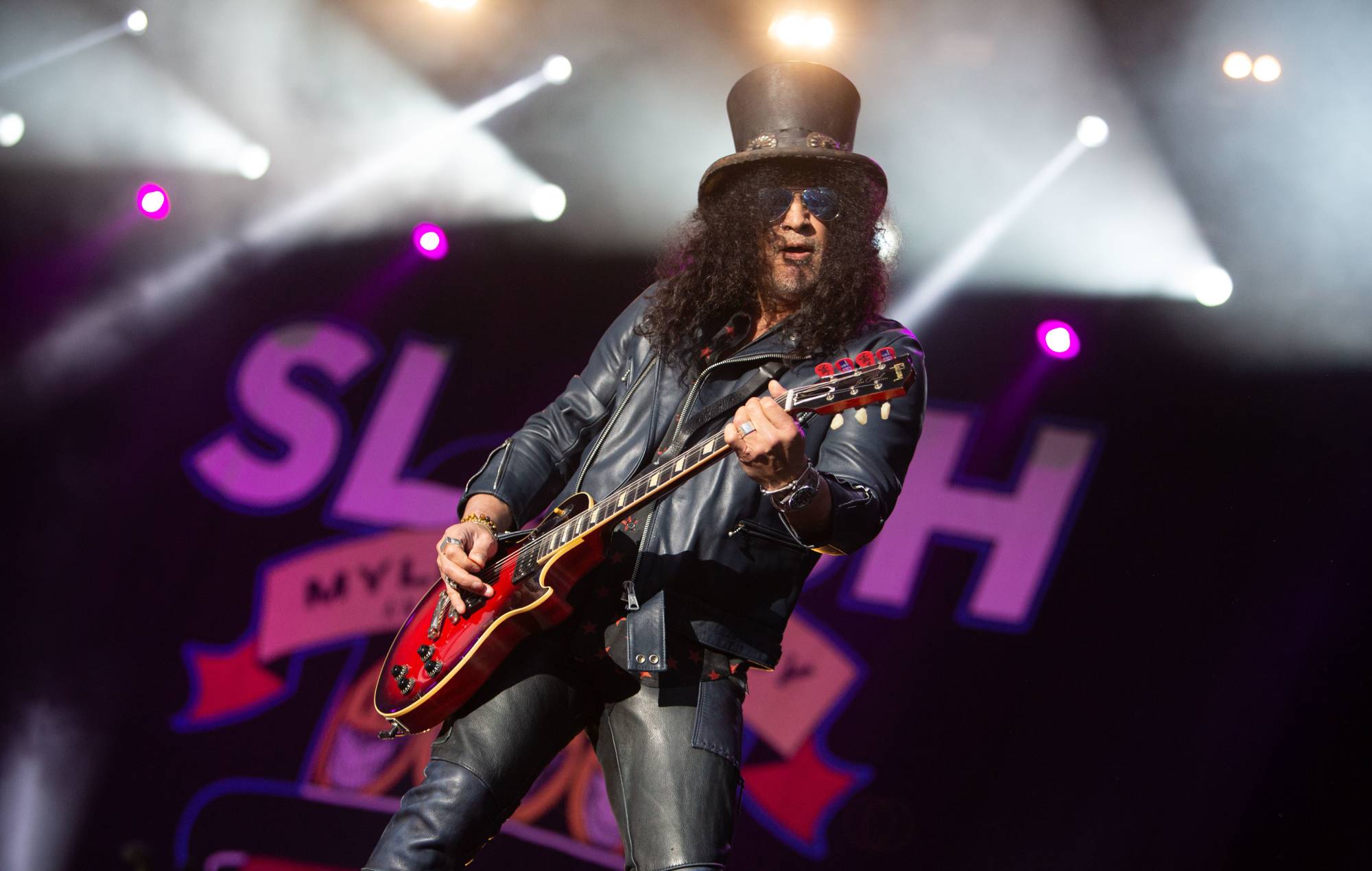 Slash performs during his Belsonic 2019 Show in Belfast. (Photo by Conor Kinahan/SOPA Images/LightRocket via Getty Images)