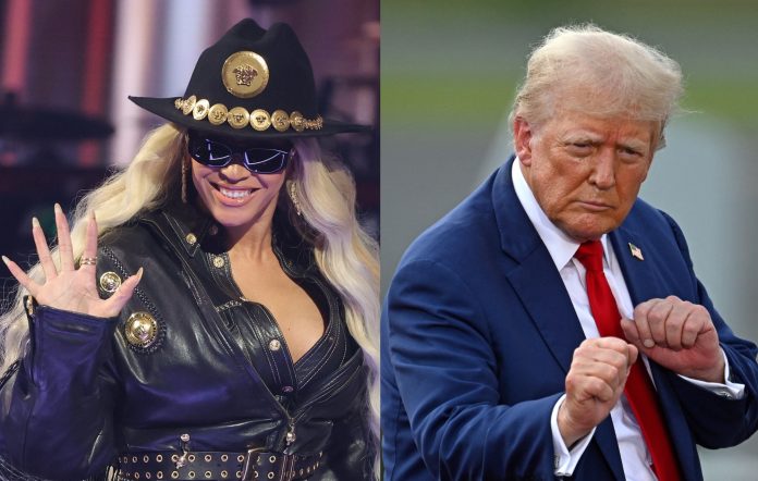 A composite image of Beyoncé and Donald Trump