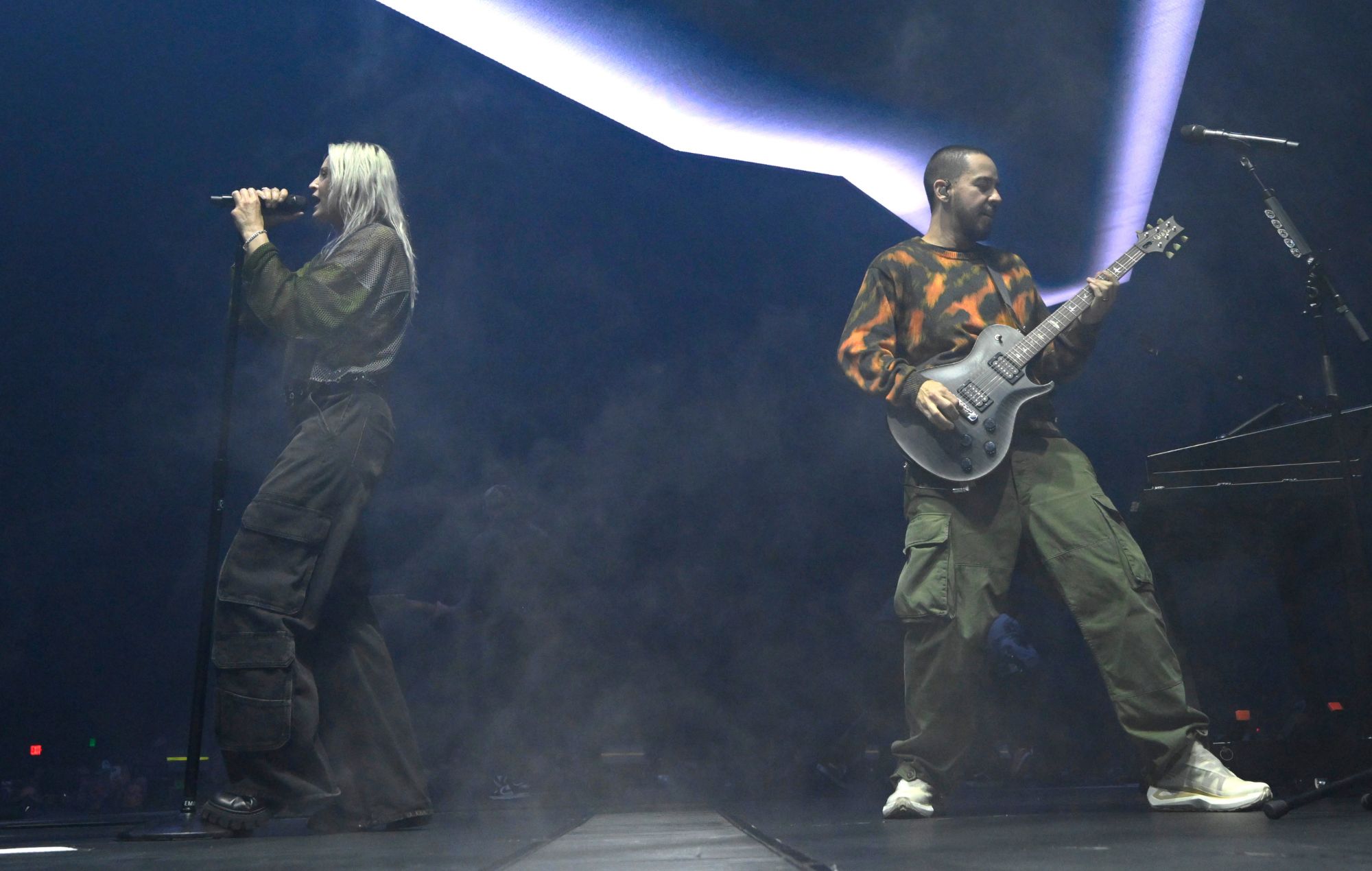 Emily Armstrong and Mike Shinoda of Linkin Park perform in September 2024