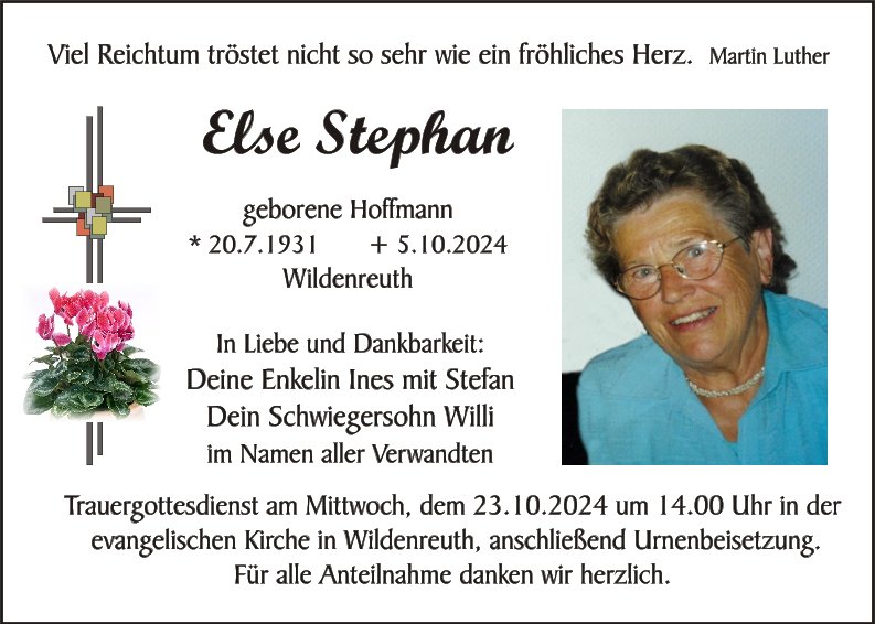 Fwd: Traueranzeige Stephan