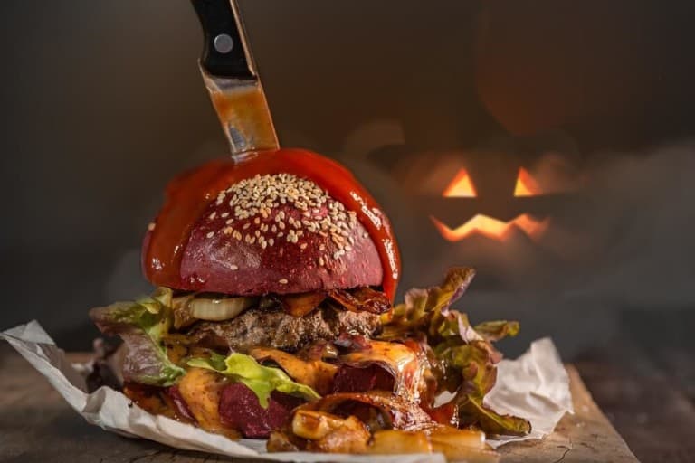 epic halloween cheeseburger