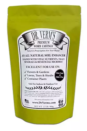 Dr. Verm's Premium Worm Castings - Organic Soil Builder and Fertilizer (2 LB)