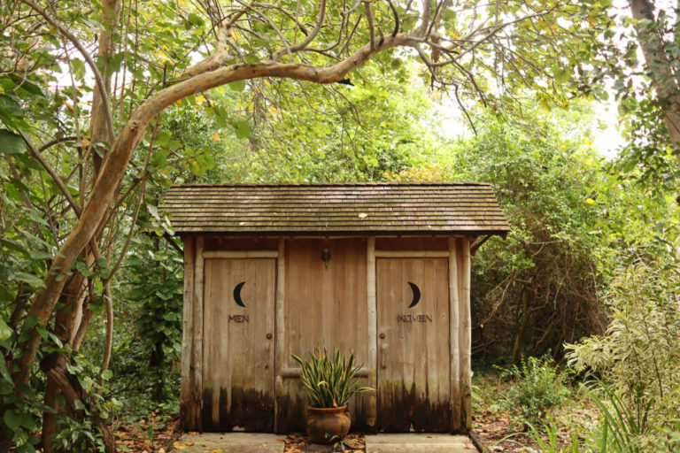 epic outhouse on a mountain homestead