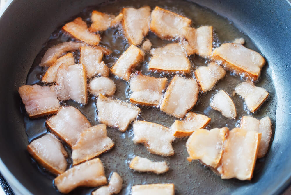 fat frying in a pan for a delicious homemade snack