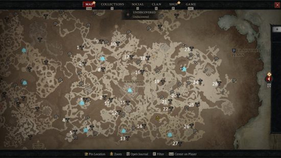 Diablo 4 altar of lilith locations in fractured peak numbered