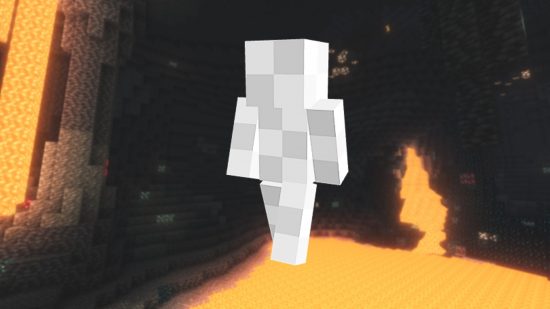 Best Minecraft skins: The so-called 'invisible' minecraft skin, which is actually white a grey boxes, appearing as if there is an error in the rendering of the real skin.